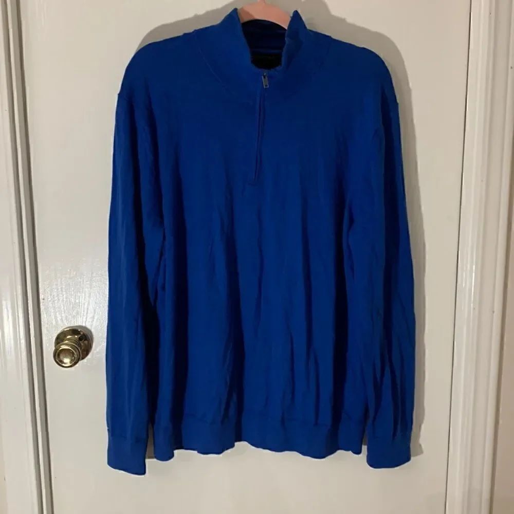 Banana Republic EUC royal blue mens eco quarter zip sweater Size XL